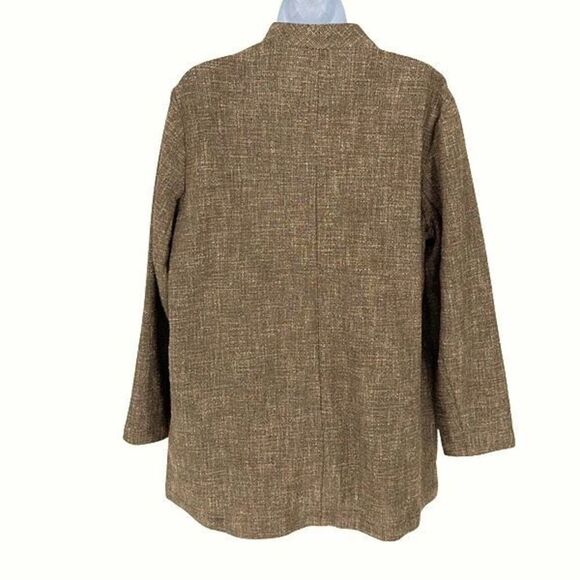 Eileen Fisher Womens Driftwood‎ Cotton Slub Tweed Open Front Blazer Brown Medium - Picture 6 of 10